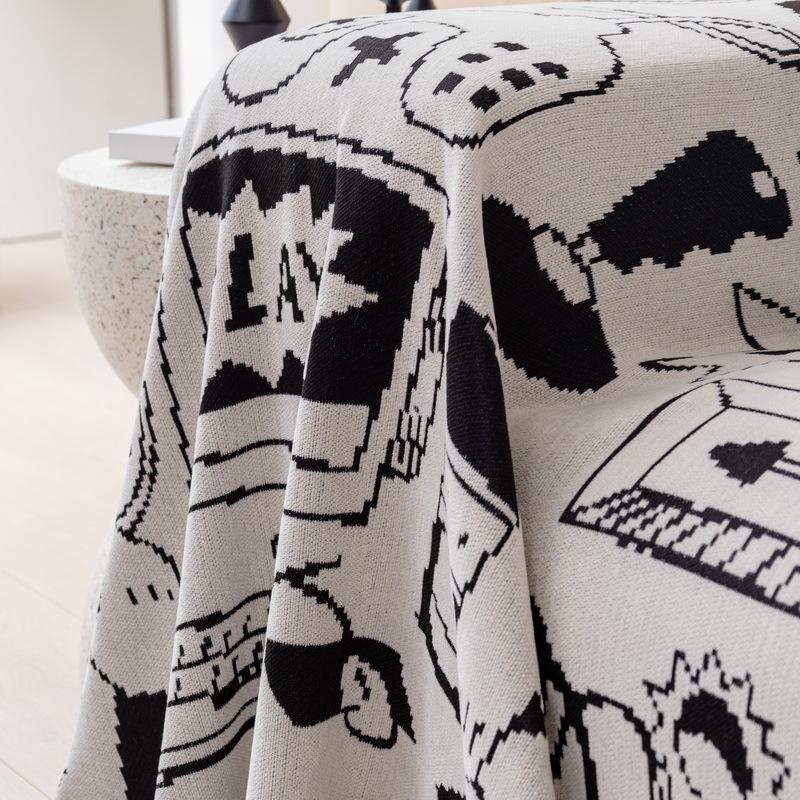INS Style Sofa Cover Cloth Double Cartoon Sofa Protective Cover Anti-Scratching Non-Slip Jacquard Sofa Towel Sofa Cushion