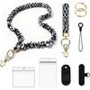 Scrunchie Lanyards for ID Badges and Keys,Retractable Lanyard with ID Holder and Pen Holder,Cute Stretchy Teacher Lanyard for Women(Checkered)