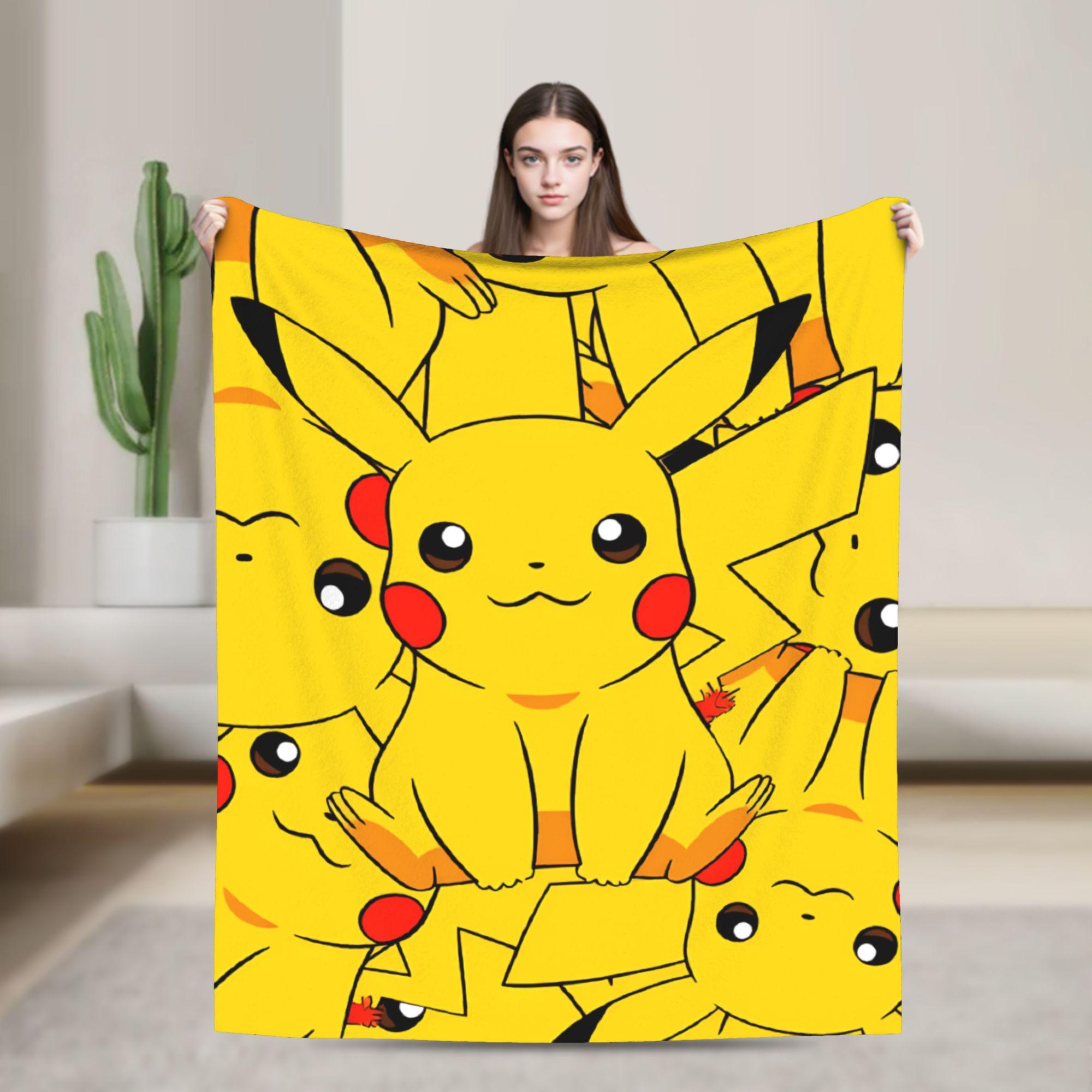 Pikachu Super Soft Blanket  Children Plush Bedding Throws Novelty Couch Chair Flannel Bedspread Sofa Bed Cover 75x90cm