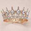 Luksus Farge Barokk Dronningkrone Fargerik Glitrende Rhinestone Bryllupskrone Brud Prinsesse Hel Rund Tiara Hodebånd Hodeplagg