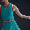 Nike Logo Fitted Round Neck Short Sleeveless Dress Women Dresses Blue-Green FZ6742-345