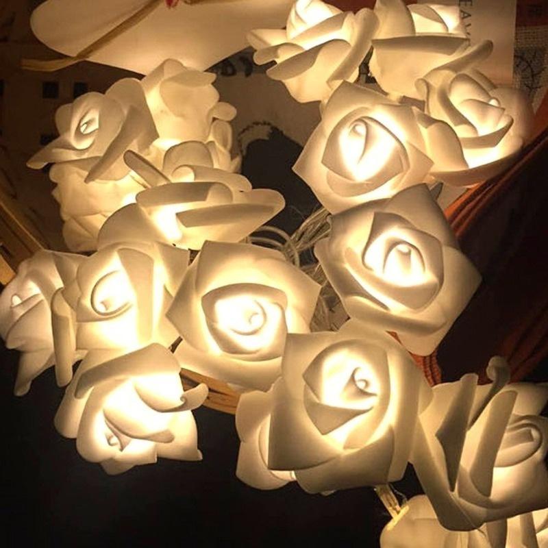 10 Rose Christmas Decoration String Lights Simulation Rose LED Light Post Lantern Lighting Fairy Lights Home Flower Party