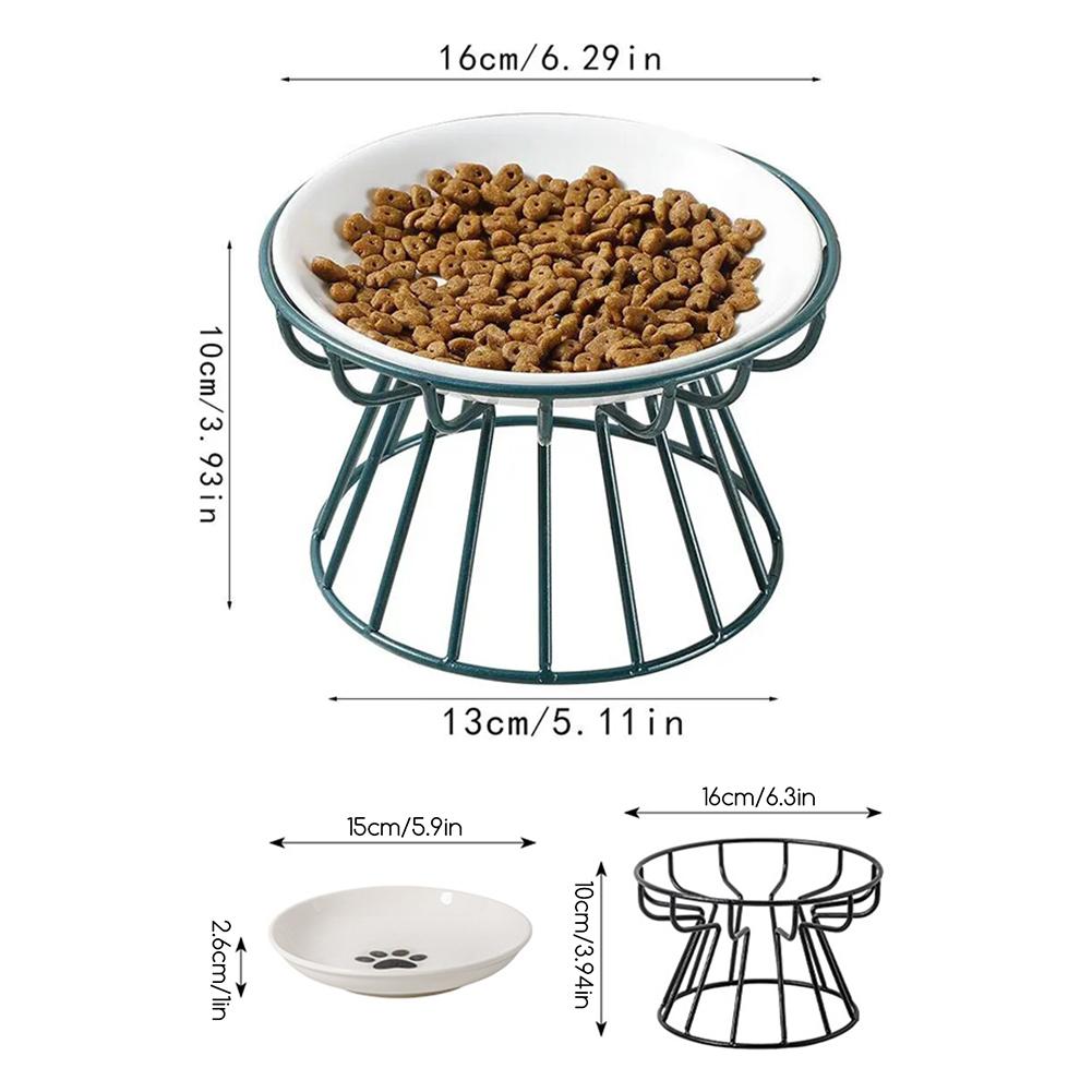 Elevated Cat Bowl For Neck Protection Stable Weighted Anti-Tip Base Modern Minimalist Home Decor