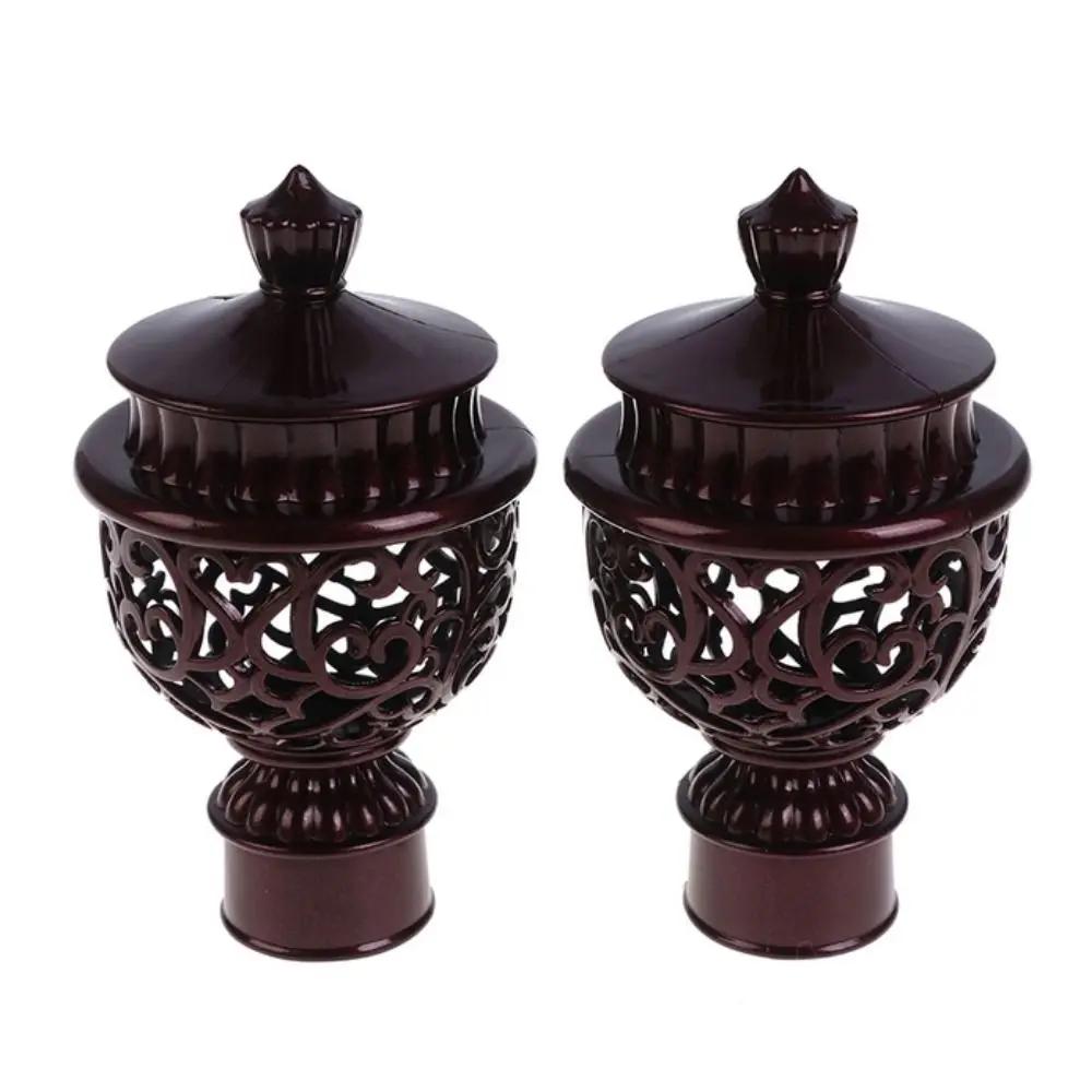 2pcs European Style Curtain Rod Cap Retro Roman Pole Curtain Rod Plug Drapery Rail End Practical Curtain Plastic Decorative Head