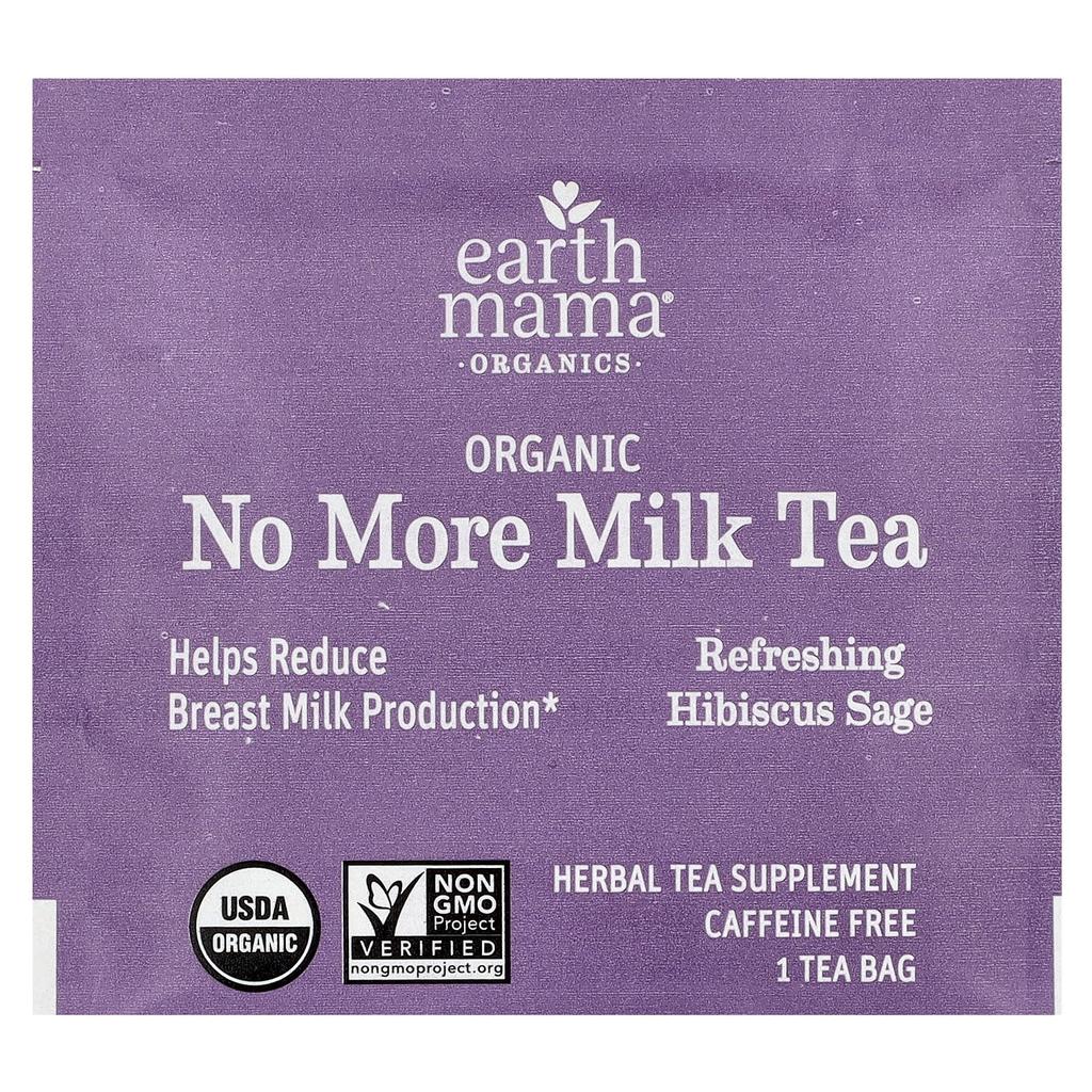 Organic No More Milk Tea, Refreshing Hibiscus Sage, Caffeine Free, 16 Tea Bags, 27.2G (0.96Oz)