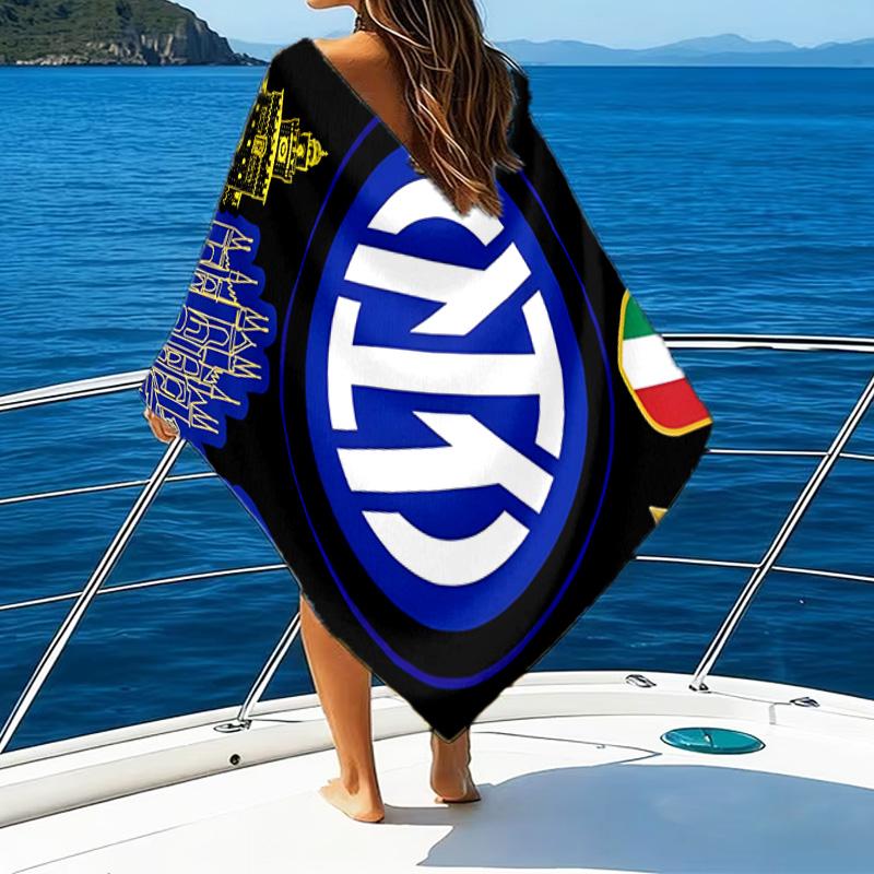 Toalla de Playa Estampada con el Escudo del Inter de Milán, Microfibra Súper Suave, Regalo Perfecto de Cumpleaños, para Piscina, Playa, Viajes, para familiares y amigos
