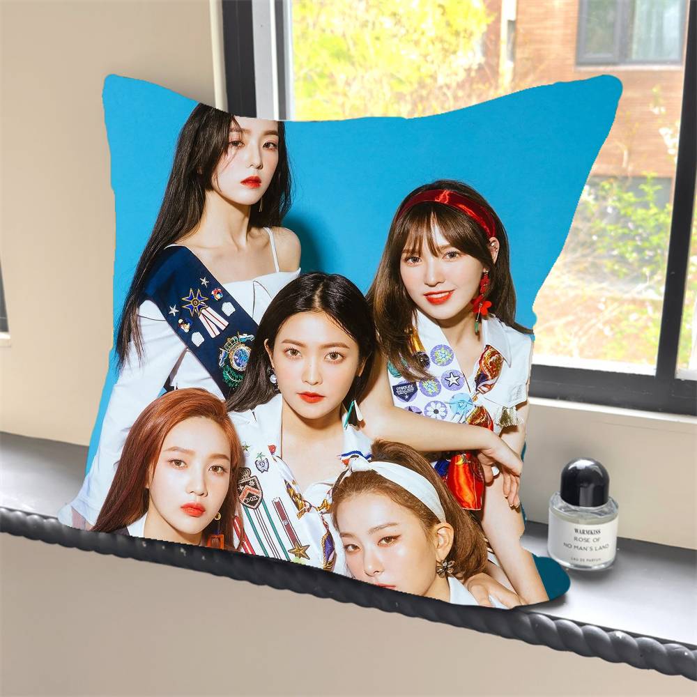 1 Stück Kpop R-Rot V-Samt Klassische Kissenhülle Quadratisch Schlafzimmer Sofa Freizeit Komfort Kissen Auto Heimdekoration Kissenbezug 40x40