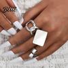 Adjustable Ring 3Pcs Minimalist Cross Knot Set Textured Chunky Stackable