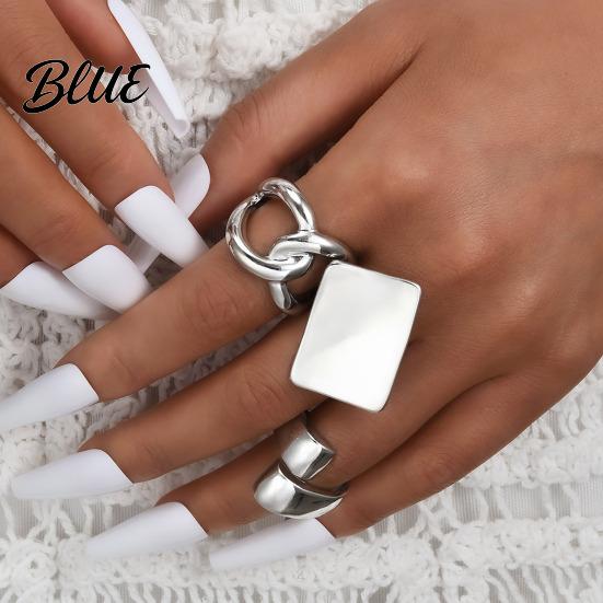 Adjustable Ring 3Pcs Minimalist Cross Knot Set Textured Chunky Stackable