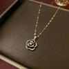 Women's Camellia Rose Titanium Steel Necklace - Sweet Korean & Japanese Style Clavicle Chain.