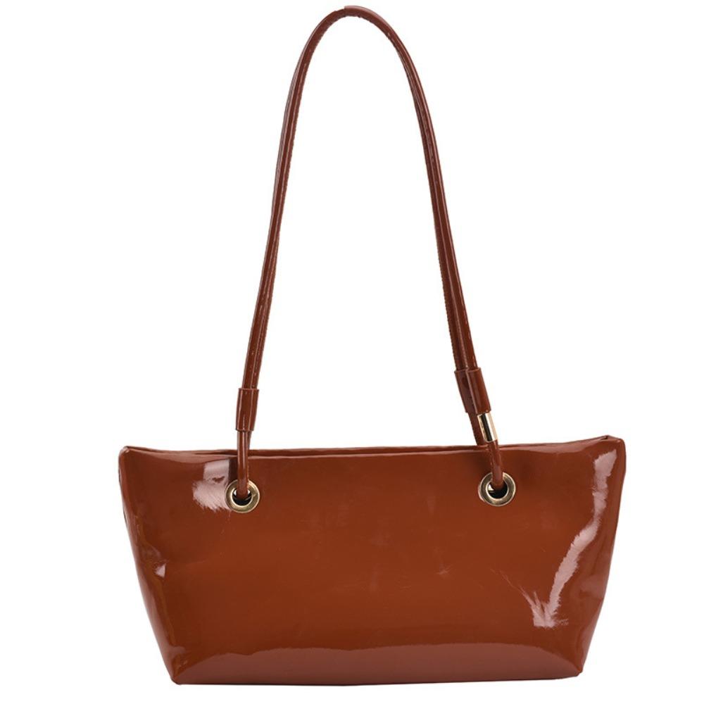 Smooth Korean Style Underarm Bag Elegant Commuting Tote Bag Patent Leather Shoulder Bag  Outdoor