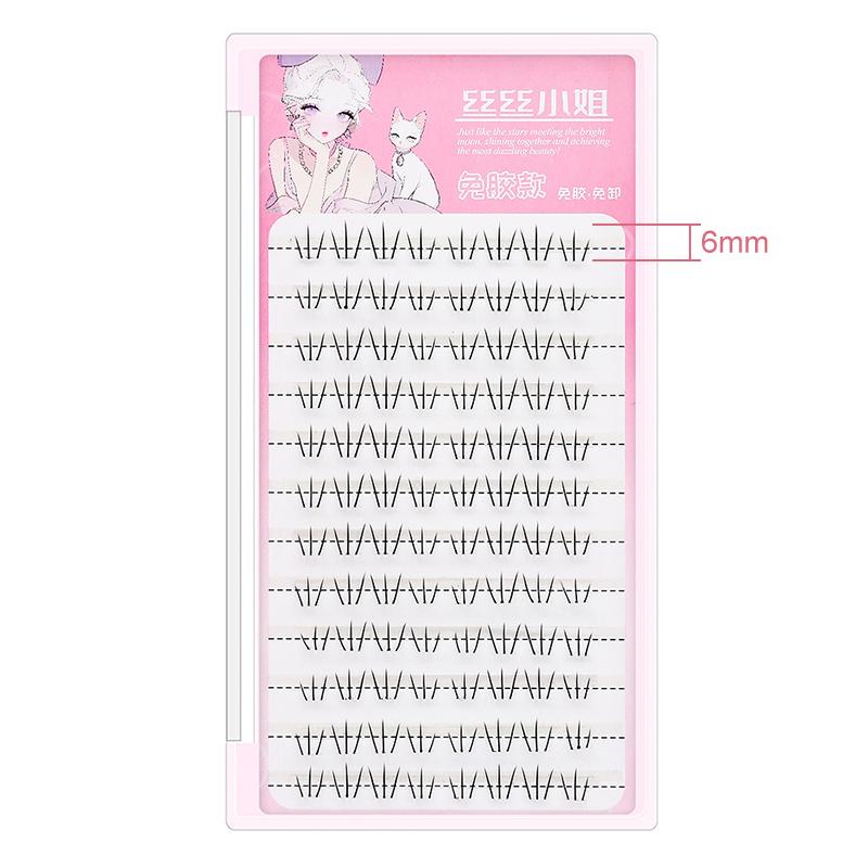 Selbstklebende Klebstofffreie W-förmige Untere Falsche Wimpern DIY Manga-Augen-Effekt Natürlich Dick Segmentiert Untere Wimpernverlängerung 6 mm