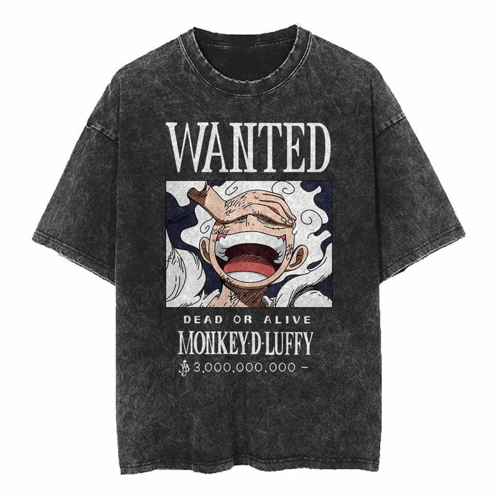 Luffy Joy Boy Vintage T-Shirt Gewaschen Übergroß One Piece Schweres Kurzarm Herren Damen Streetwear Lässig Locker Damen Herren Kleidung