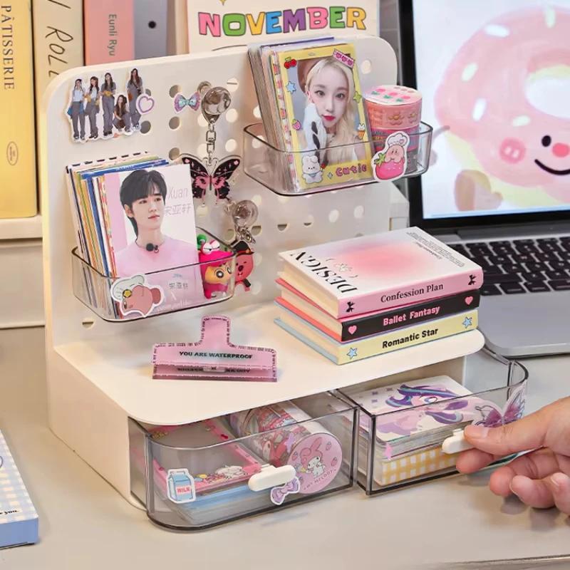 Cutie de Depozitare Tip Sertar cu Panou Perforat Cutie de Depozitare Carduri Foto Container de Plastic de Birou pentru Organizator Dormitor