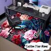Custom Name Peacock Flowers Romance Rug for Living Room, Game Rooms, Office, Bedroom, Floor Mat Playful Design, Fan Gifts Christmas Decor