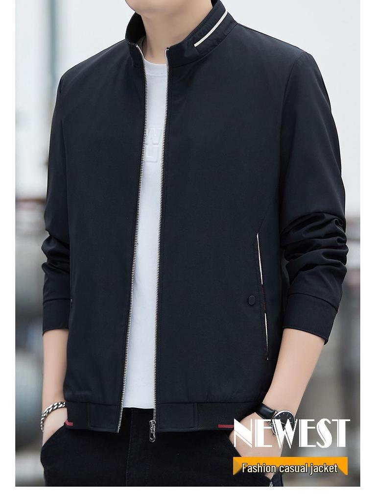 Pánská trendy větruodolná business bunda se stojáčkem na jaro a podzim