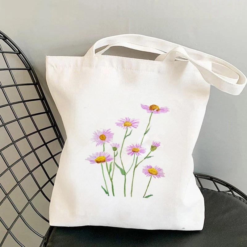 Floral Print Causal Canvas Bag Harajuku Women Shoulder Bags  Female Tote Handbag Large Capacity Shopper Handbag Fashion Handbags
