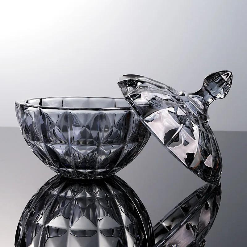 Úložná sklenice evropského stylu z křišťálového skla stolní ozdoba bonbony ovoce kreativní móda domácí šperkovnice s víkem