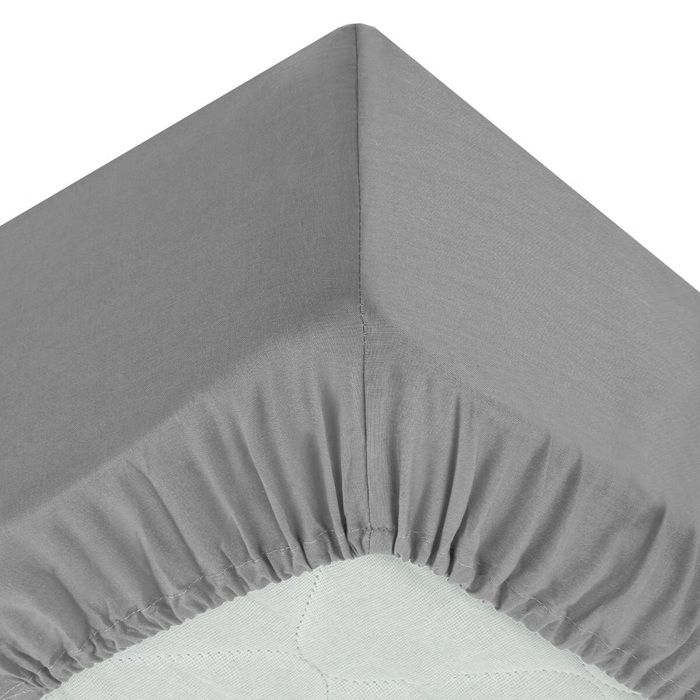 Drap housse coton uni 160 x 200 cm Couleur moderne gris