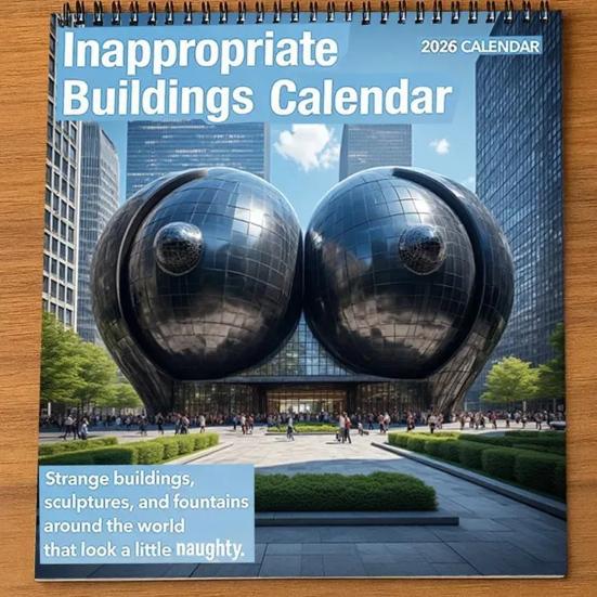 Funny Building 2026 Calendar Jan. 2026 - Dec. 2026 12 Monthly Planner White Elephant Gag Gifts for Home Office Wall Decor