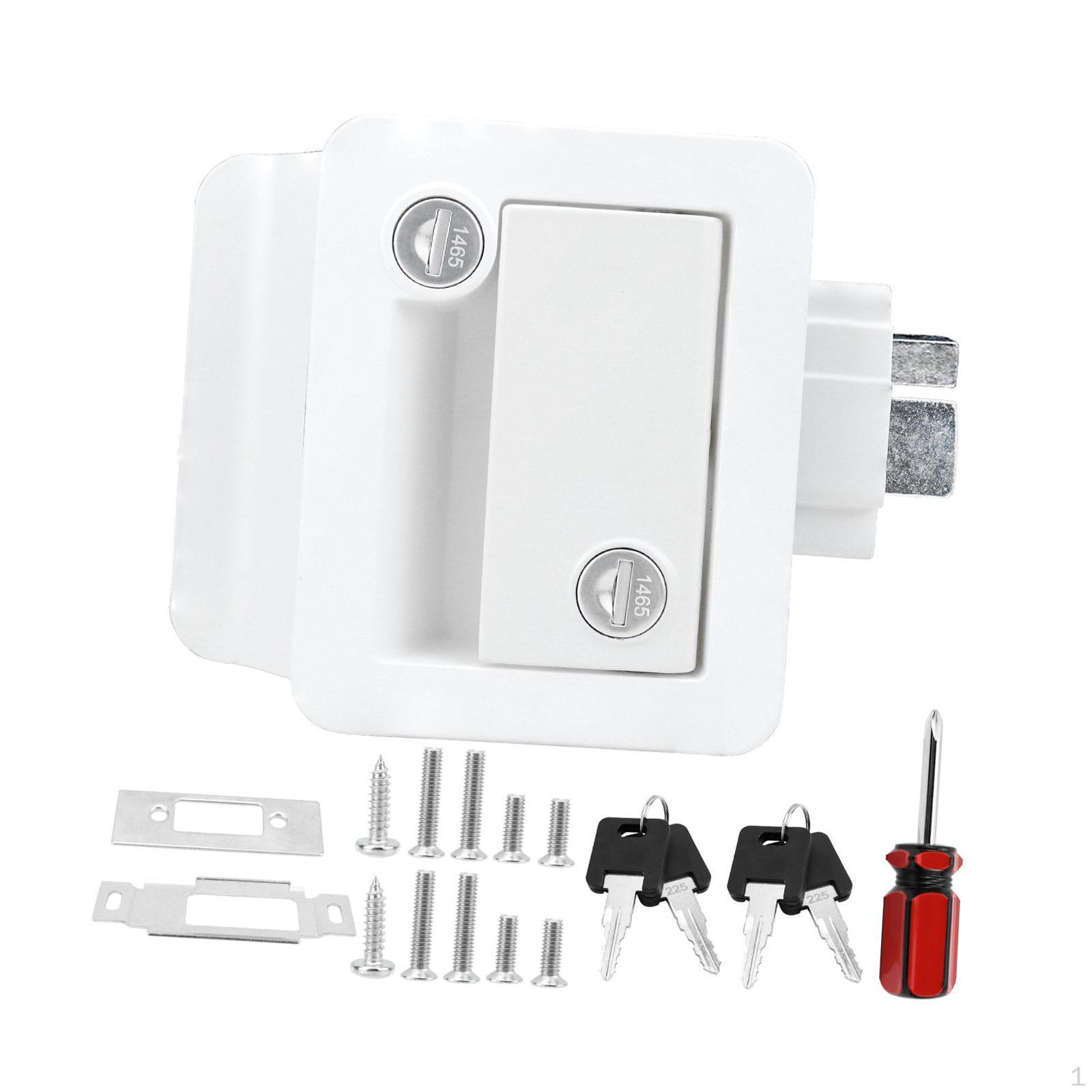 

Door Latch Replacement Parts with Keys for Campers and Cargo Trailers White