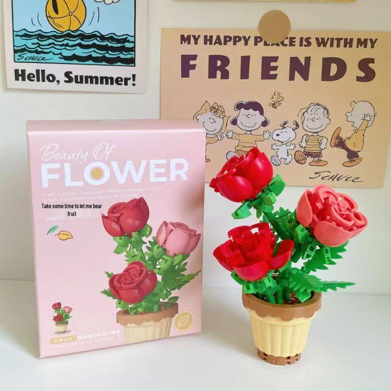 Music Flower Box Compatible Building Blocks Bouquet: Sunflower & Carnation Toy for Children and Teachers