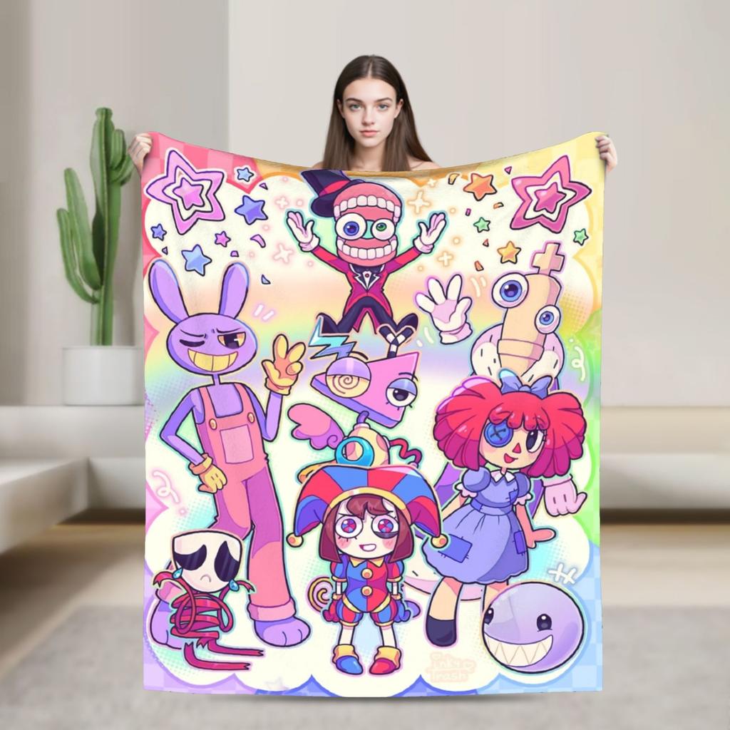 Payaso PPlims Cartoon Music Blankets Plush Throw Blankets Airplane Travel Portable Soft Warm Bedspreads