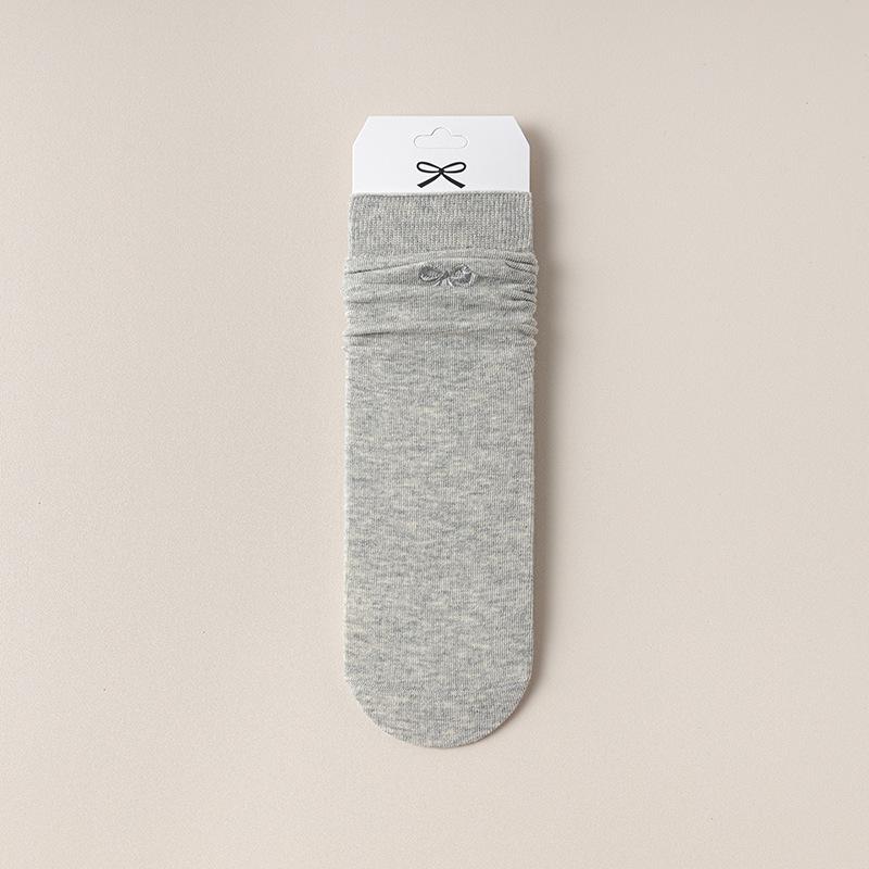Women's Summer Thin Ballet Style Bow Embroidered Boneless Cotton Socks