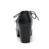 EOFK Damen Pumps Echtes Leder Lammfell Büro Quadratisch Runder Zeh Hohe Absätze 7cm Plateau Damen Derby Schuhe