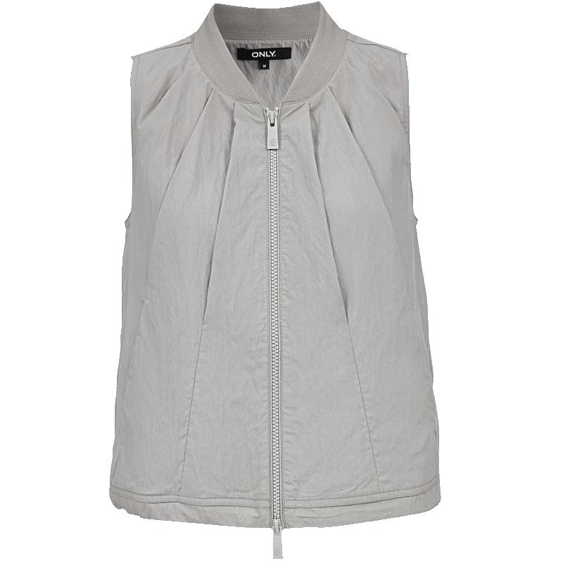 ONLY Women s Slimming 3D Pleated Two-Way Zipper Sleeveless Vest M
