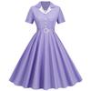 Vintage Plaid Belted Midi Dress with Color-Contrasting Blazer Collar
