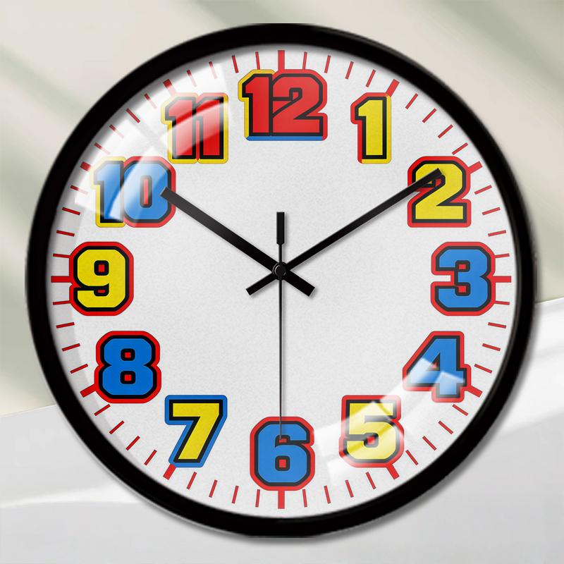 Vibrant Multi-Color Cartoon Round Silent Hanging Wall Clock,Suitable For Living Room,School,Study Room,Bedroom, Children's Gifts