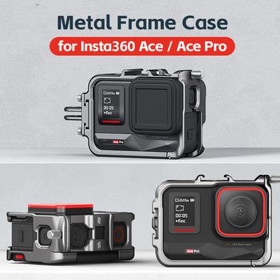 Metal Cage For Insta 360 Ace Pro Aluminium Alloy Frame Case For Insta360 Ace Shoot Vertically Dual Cold Shoe Protective Shell