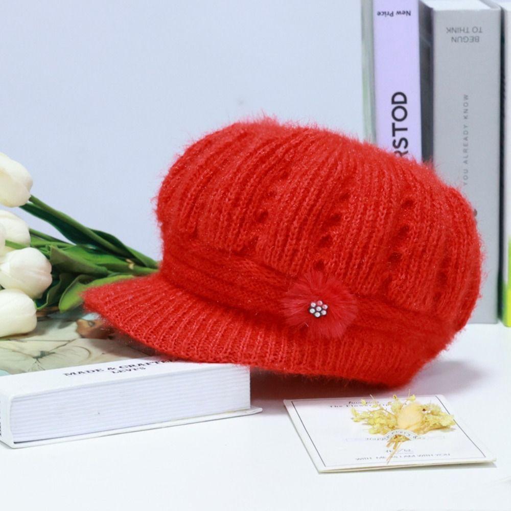 Plush Simple Mommy Hat Thicken Winter Warm Cap Elegant Knitted Cap  Female/Girls