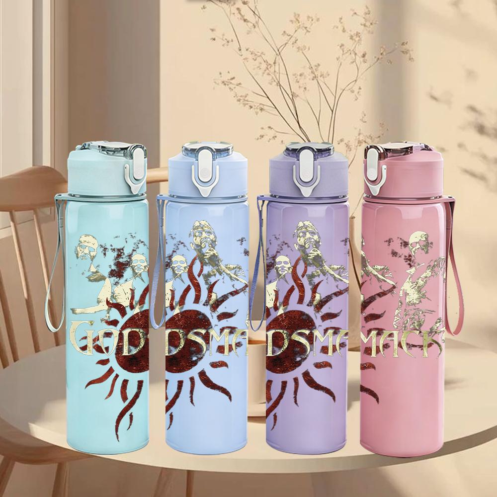 1PC Sun Tribal Boho Retro Text Graphic Print 750ml Portable Sports Water Bottle Leakproof Gym Outdoor Travel Drink Cup