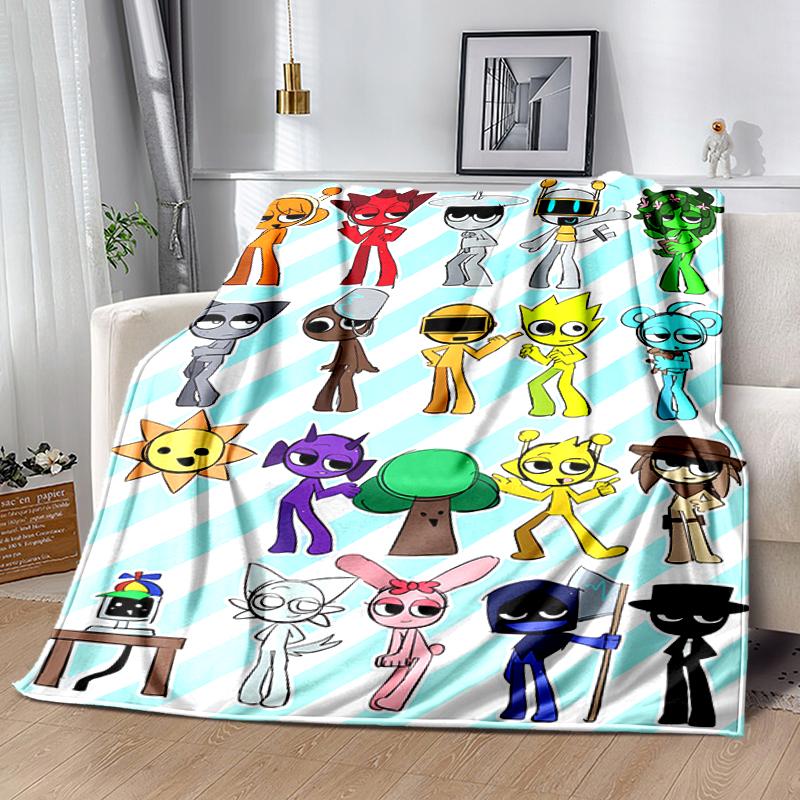 1pc Blanket Sprunki9 Print Design, Lightweight Blanket for Sofa, Bed- Soft &Warm, Gift for All Seasons Like Christmas, Halloween