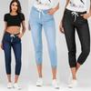 2023 Autumn Elastic Waist Drawstring Womens Trousers Casual Washing Pencil Pants Fashion Loose Jeans 30210