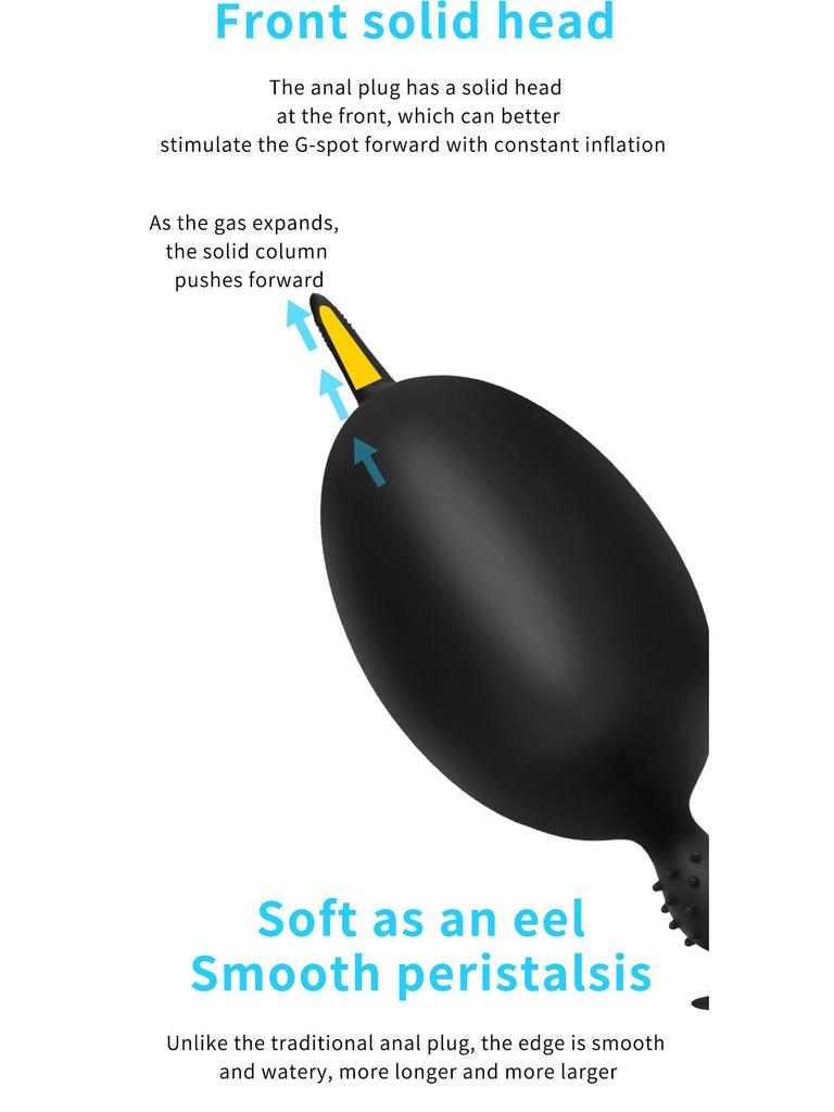 Aal-Silikon aufblasbarer Anal-Dilatator für Männer und Frauen - Super langer hinterer Masturbator.