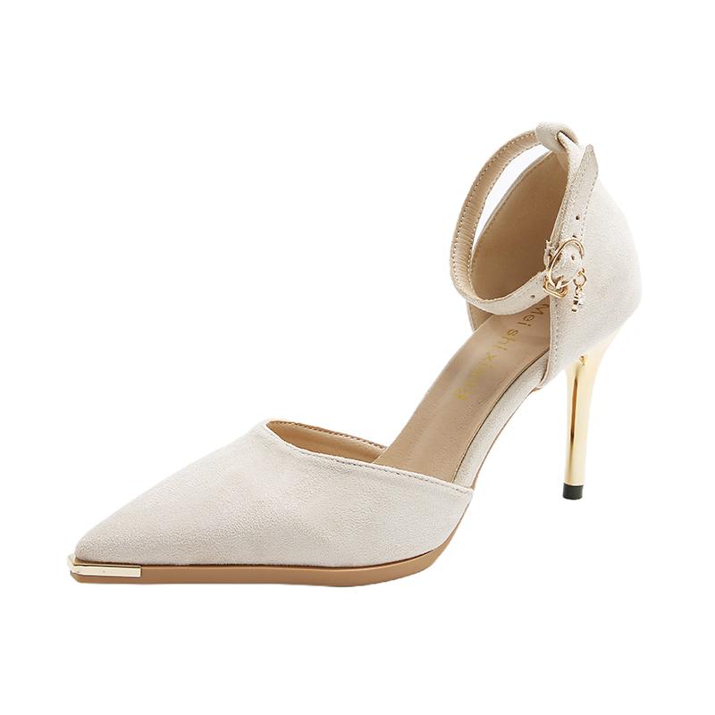 Fashion Spring and Autumn High Heel Women 2025 New Versatile Thin Heel Professional Pointed Black Buckle Strap Single Shoe Women