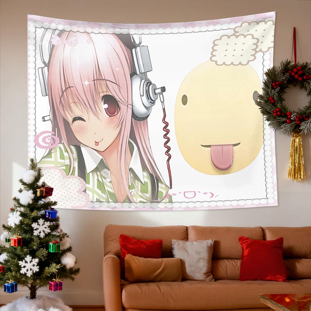 VIKAMA Süße Anime-Stil Dekoration Wandteppich Anime-Thema Party Weich Niedlich Niedlicher Stil Zimmerdekoration Heimdekoration