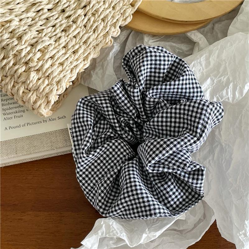 Colorful Plaid College-Style Fabric Scrunchie Hair Tie