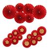 6PCS 2026 Chinese New Year Paper Fan Flower Decoration Living Room Background Wall Layout