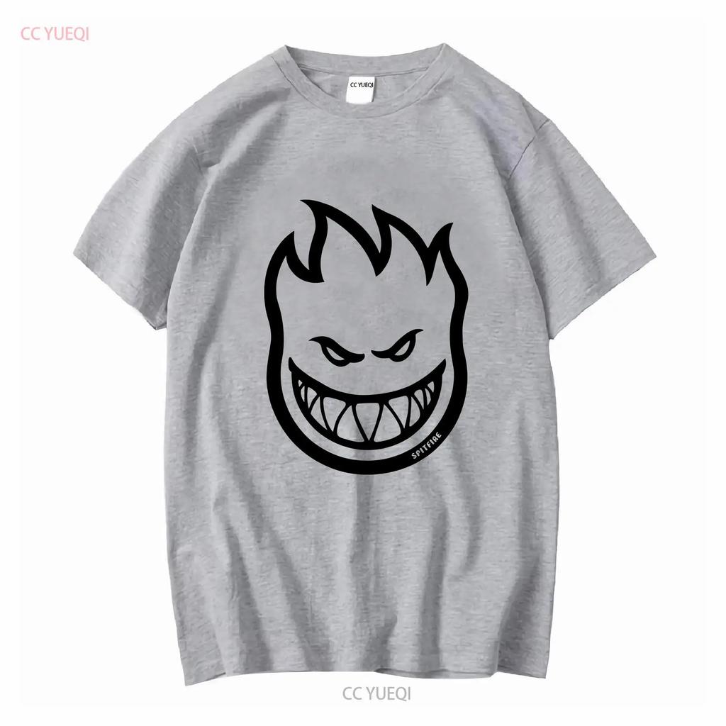 Spitfire Wheels BIGHEAD LOGO Skateboard T Shirt CHARCOAL BLACK Vintage Washed Fashion Graphic Versatile Comfortable Casual