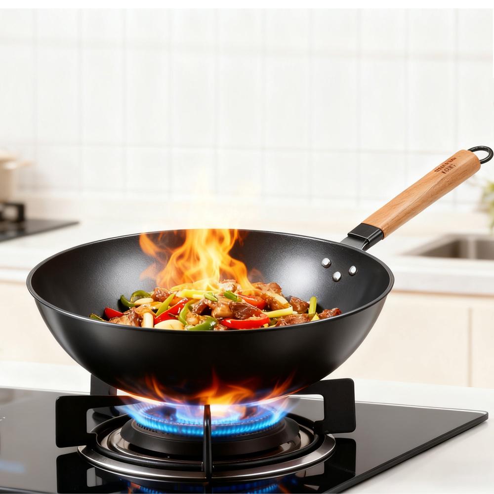 COOKER KING Traditional Handmade Iron Pans High Quality Wok Pot Non-stick Kitchen Uncoated