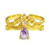 [Jinyun Flower] Medieval Vintage Iris Zir*****Pen Ring Niche High-End Sense Stacked Ring