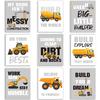 Outus Set of 9 Construction Room Decor Trucks Pirational Quote Art Print Transport Vehicle Motivational Phrases Poster Nursery or Room Wall Art