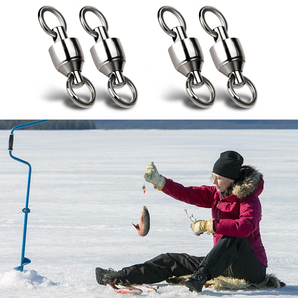 20Pcs Bearing Fishing Swivel Line Connector Saltwater Fishing Tackle Stainless Rolling Swivels Barrel Swivel Connectors