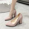 Large Size Women's High Heels  New Pointed Square Heel Office Wedding Party Luxurious Women's Shoes Shallow Mouth Daily Wear
