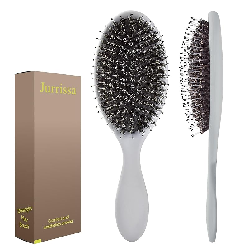 Boar Bristles Hair Brush for Women and Men, Detangling Hair Brush for Smoothing Massage Add Shine, Nylon&Boar Bristles Detangler brush for Hair