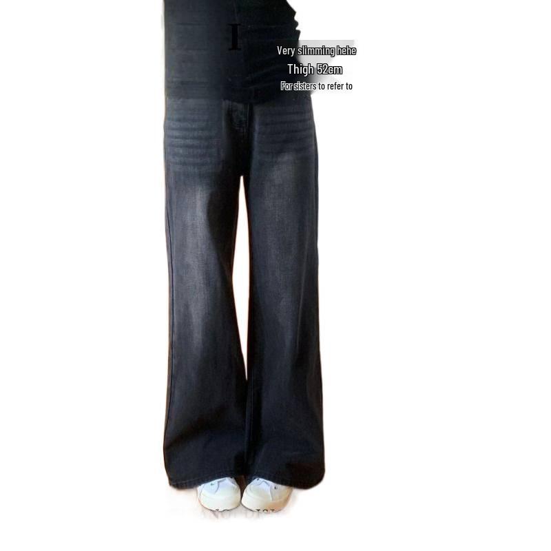 Women's High Waist Wide Leg Jeans - Black/Gray Summer Edition